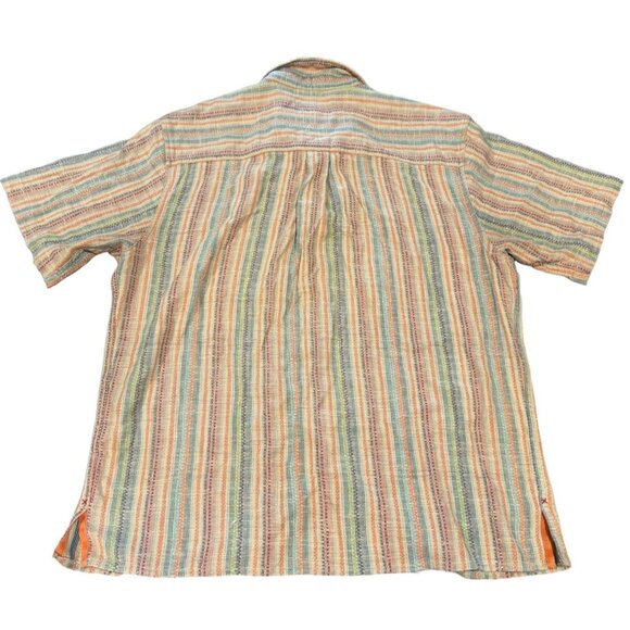 Territory Ahead Men's XL Cotton Button Front Shirt Tan Aqua Short Sleeve |R1 - Picture 2 of 5